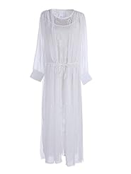 Bishop Long Sleeves Sheer Lace Maxi Dress 