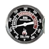 Tel-Tru 351K04FBAKLA4AA BQ300 100-500F Barbecue Thermometer - Black Dial with 4 Inch Stem