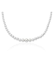 MMA Silver - 18 inch Graduated Bead Necklace with 10mm Center Bead