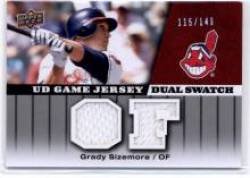 2009 Upper Deck UD Game Jersey Dual #JG-GS Grady Sizemore - Cleveland Indians (Piece of Authentic Game Used Jersey - Serial #'d to 149) (Baseball Cards)