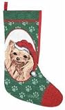 New! Woven Designer Yorkie Christmas Stocking by Linda Pickin