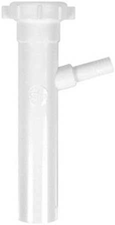 Dearborn PP9816 1-1/2" x 8" Branch Tailpiece, Slip Joint Top w/ 1/2" Branch, Available in white or black polypropylene plastic