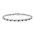 Sterling Silver Genuine Sapphire "S" Bar Tennis Bracelet w/ Diamond-Accent, 7.25"