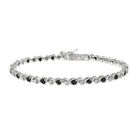 Sterling Silver Genuine Sapphire S Bar Tennis Bracelet w  Diamond-Accent, 7.25 by Amazon.com Collection