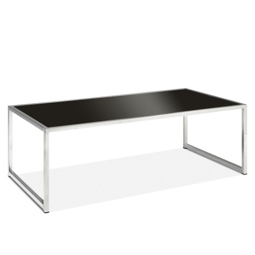Yield Coffee Table, Chrome and Black Glass Yield Coffee Table, Chrome and Black Glass