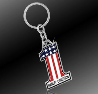 Cheap Harley Davidson Car Truck SUV Key Chain Metal - #1 Red White & Blue USA Stars w/ Script