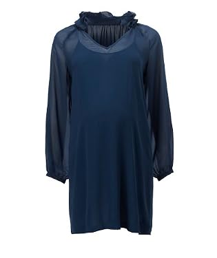 Blooming Marvellous Teal Maternity Frill Neck Dress