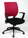 Pink Colored Sleeve Back Task Chair with Black Mesh Fabric Seat and T Arms