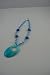 Necklace Oval Shell with Beads BLUE, 3" extensions
