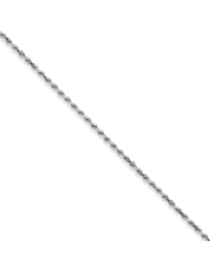 10k White Gold 2.25mm Machine Made Rope Chain, Size 8