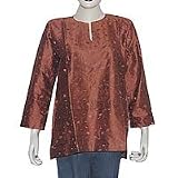 Kurti India Clothes Red Top Blouse Womens Summer Fashion Embroidery Size M