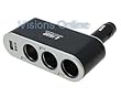 Visions 12 Volt 3 Way Socket with 1 USB Charger Cigarette Lighter Car Adapter for Ipod, Cell Phones, Mp3 Players, GPS and More / IPhone 3Gs Compatible