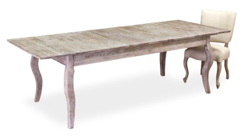 Voltaire White Wash Solid Oak Dining Table with leaves