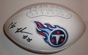 Chris Johnson Signed Tennessee Titans Logo Football