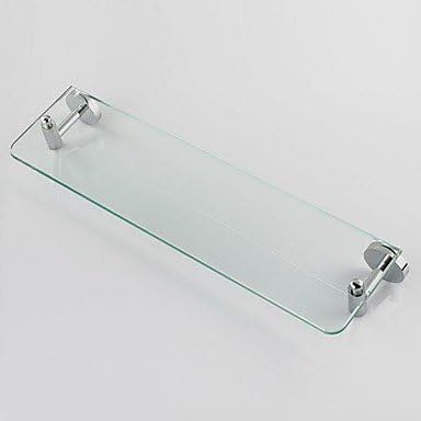 Contemporary Solid Brass Wall Mount Silver Glass Shelf-Chrome Finish