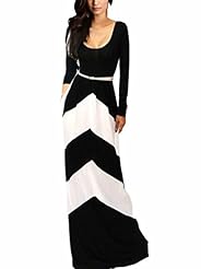 Sexy Striped Print Summer Winter Cotton/Leather/Polyester/Wool Long Sleeves  Dress