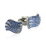 Sapphire Blue Swarovski Crystal Wave Cufflinks with Platinum Overlay