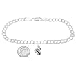 Silver Hockey Player Skate on 4 Millimeter Charm Bracelet