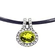 14K White Gold Peridot and Diamond Pendant