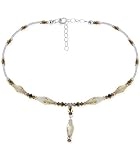 Sterling Silver Golden Shadow Small Brown Crystal Necklace Made with Swarovski Elements