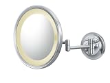 Lighted Round Wall Mounted 5X Mirror, Hard Wired, Chrome