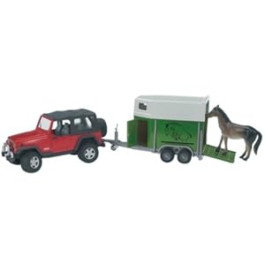 Bruder Toys Jeep Wrangler Unlimited W. Horse Trailer Incl. 1 Horse by Bruder Toys