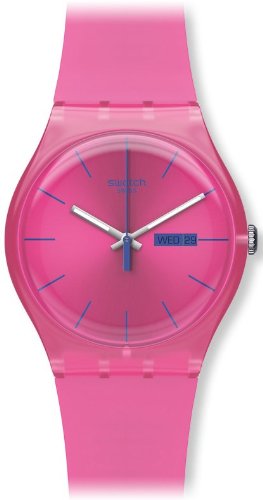 Swatch Women's Rebel SUOP700 Silicone Quartz Watch with Pink Dial