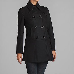 Nine West Double Breasted Peacoat, Black