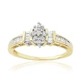 Baguette & Round Diamond Ring 1/4ctw