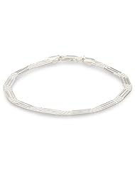Sterling Silver Three-Row "3-in-1" Bar and Bead Chain Link Bracelet