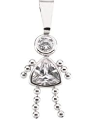 14k White-Gold Girl Pen WithCz & Tri Imi Births by US Gems
