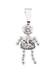 Girl Pendant W/Cz & Trillion Imitation Birthstone April
