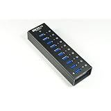 Juiced Systems Aluminum USB 3.0 10 Port USB HUB - 12v 5A AC Adapter Included