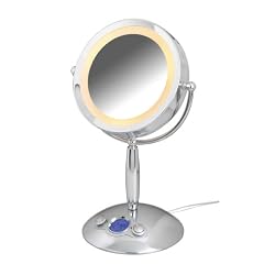 Wenko 3656310100 Kosmetik-Standspiegel Sensor Touch mit Radio und Uhr, 2-seitig