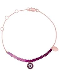 Meira T Solid 14K Rose Gold Diamond & Ruby Evil Eye & Ruby Beads Chain Bracelet