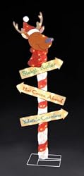 48" Reindeer 3-Post Sign Gel Lighted Christmas Yard Art