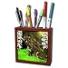 SmudgeArt Fractalius Big Cat Designs - Bobcat and Flowers - Tile Pen Holders-5 inch tile pen holder