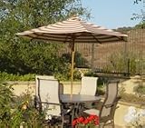 9ft Teak Wood Umbrella - Sunbrella Acrylic Fabric