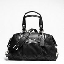 Hot Sale Coach Ashley Signature Sateen Satchel, Style F 19242, Black Grey