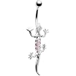 14k White Gold Light Pink Cubic Zirconia Lizard Belly Ring