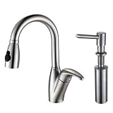 Kraus KPF-2121-SD20 Single Lever Pull Out Kitchen Faucet and Soap Dispenser, Stainless Steel