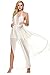 Zeagoo Women's Summer Beach Sexy Crochet Backless Bohemian Halter Maxi Long Dress,White,One Size