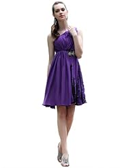 A-line Asymmetric  Beaded Pleated Velvet Short Bridesmaid Dress/Party Dress  With Rhinestones and a Sash 
