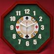 13x13 Octagon Casino Wall Clock Cherry - Game Room Products > Neon Clocks > Novelty Clocks