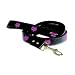 Pet Head Black Faux Leather Leash with Pink Crown Print