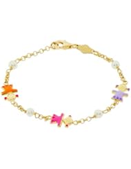 14k Yellow Gold, Colorful Enamel Overlay Girls Kids Children Bracelet 6mm Wide