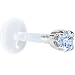 16 Gauge 5/16" Solid 14KT White Gold 3mm Plexi Blue Cubic Zirconia Bioplast Tragus Earring Stud