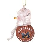 Michigan Wolverines 2.5 Acrylic Basketball Snowman Holiday Ornament