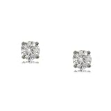 14K White Gold Solitaire Earrings W Natural Diamonds