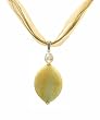 Necklace - N22 - Genuine Semi Precious Gemstone on Five-Strand Organza and Cotton Cord + 2" Extension Chain - Oval Shape ~ Tri-Color Jade